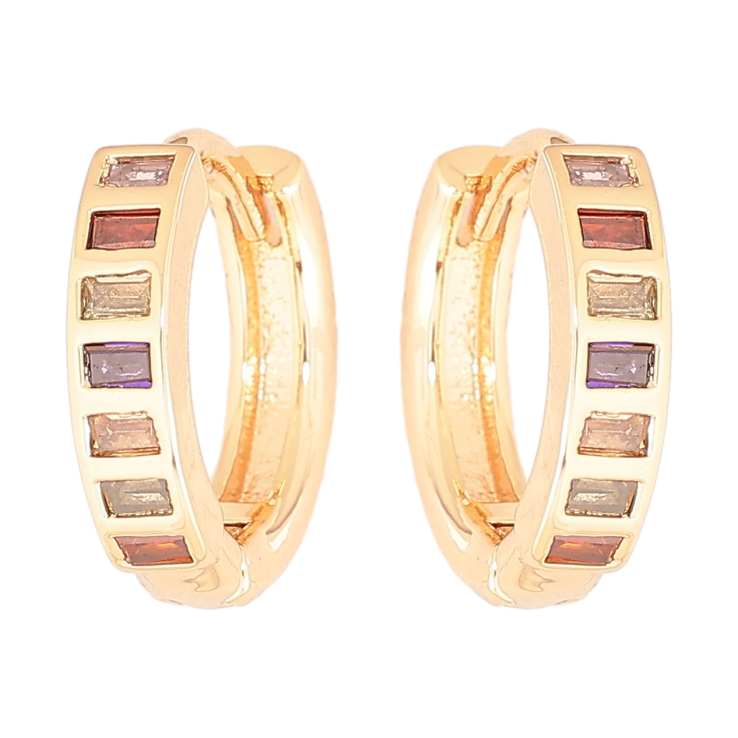 Серьги Xuping M&L Цвет 18K колечки Дорожки разноцветных кристаллов фото №16