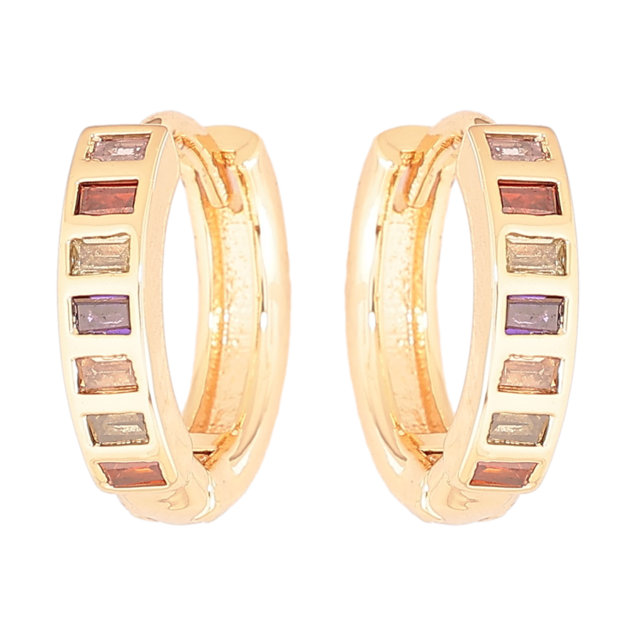 Сережки Xuping M&L Колір 18K колечка «Доріжки різнокольорових кристалів» фото №1 Сережки Xuping M&L Колір 18K колечка «Доріжки різнокольорових кристалів» фото №1
