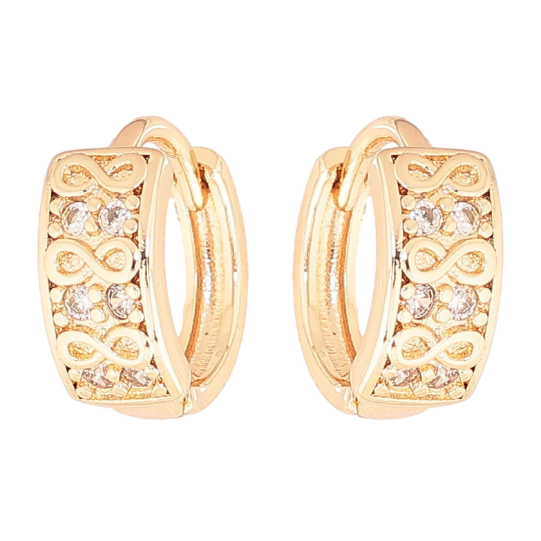 Сережки Xuping M&L Колір 18K колечка «Візерунок нескінченність з кристалами» фото №1 Сережки Xuping M&L Колір 18K колечка «Візерунок нескінченність з кристалами» фото №1