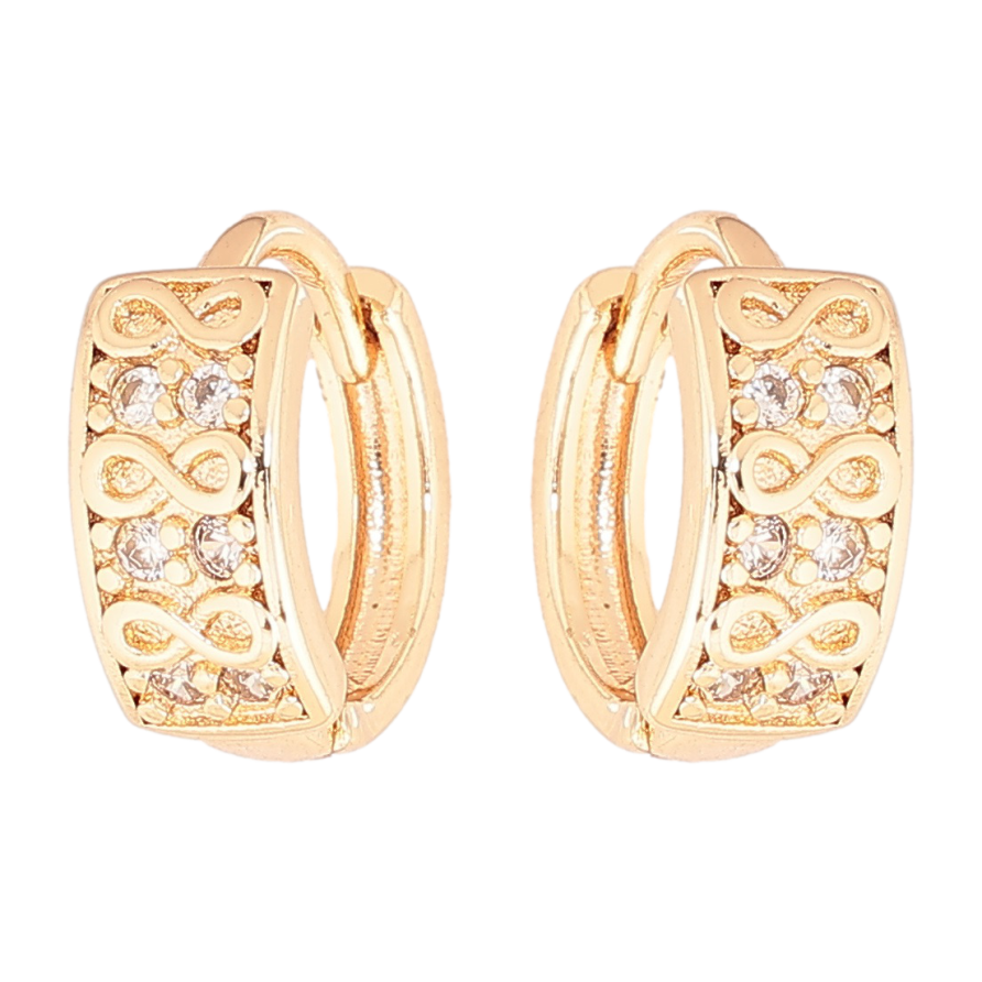 Сережки Xuping M&L Колір 18K колечка «Візерунок нескінченність з кристалами» фото №1 Сережки Xuping M&L Колір 18K колечка «Візерунок нескінченність з кристалами» фото №1