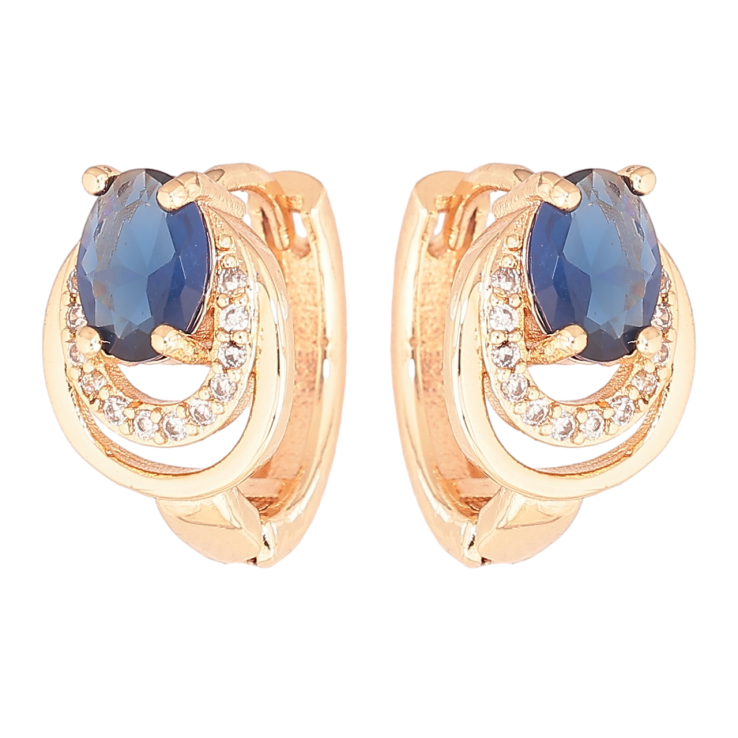 Серьги Xuping M&L Цвет 18K колечки Узор с синими кристаллами фото №21 Серьги Xuping M&L Цвет 18K колечки Узор с синими кристаллами фото №21