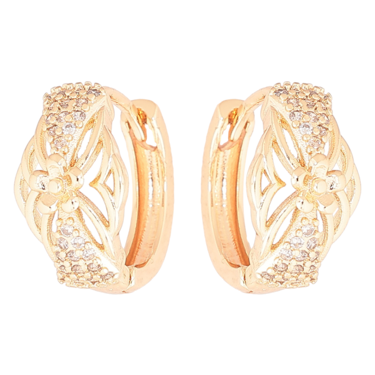 Серьги Xuping M&L Цвет 18K колечки Цветочный узор с инкрустацией кристаллами фото №5
