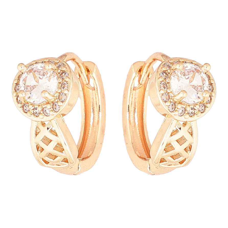 Сережки Xuping M&L Колір 18K колечка Різьблений візерунок з кристалами» фото №1 Сережки Xuping M&L Колір 18K колечка Різьблений візерунок з кристалами» фото №1