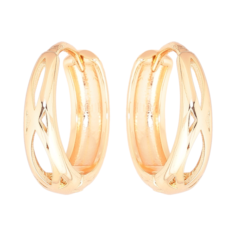 Сережки Xuping M&L Колір 18K колечка Різьблений візерунок» фото №2 Сережки Xuping M&L Колір 18K колечка Різьблений візерунок» фото №2