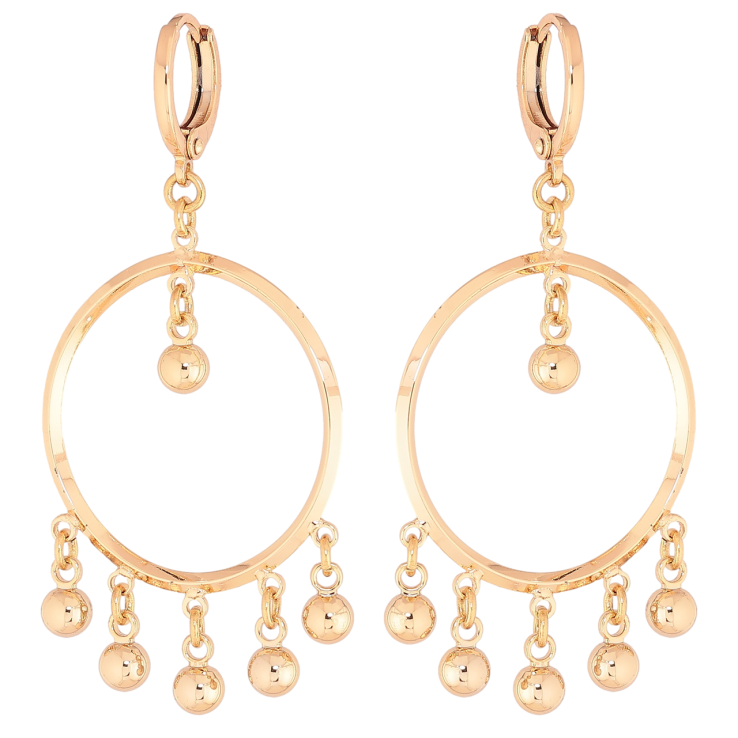 Серьги Xuping M&L Цвет 18K подвески на колечках Круглые подвески с шариками фото №11 Серьги Xuping M&L Цвет 18K подвески на колечках Круглые подвески с шариками фото №11