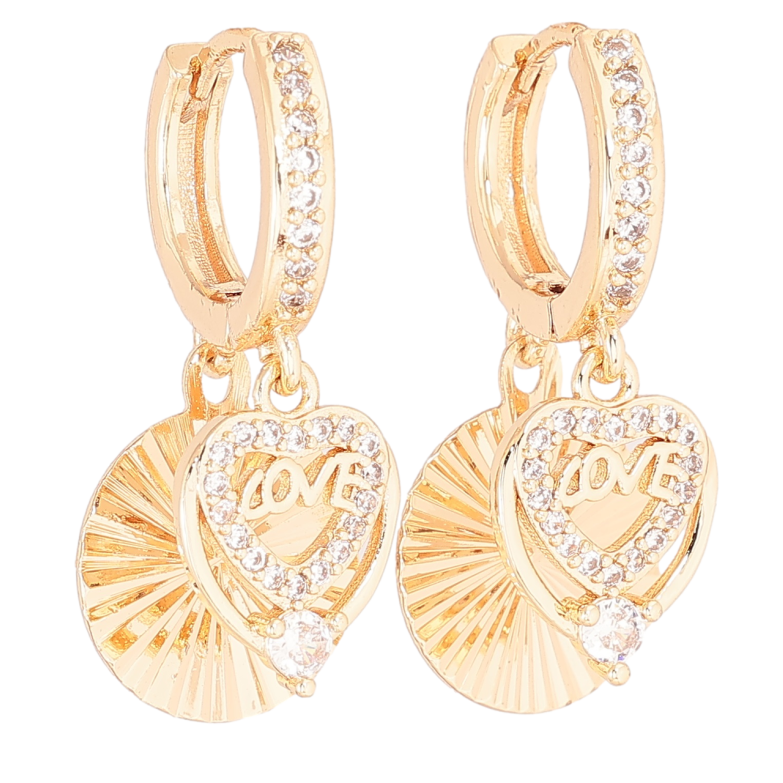 Сережки Xuping M&L Колір 18K підвіски на колечках «Love» фото №24