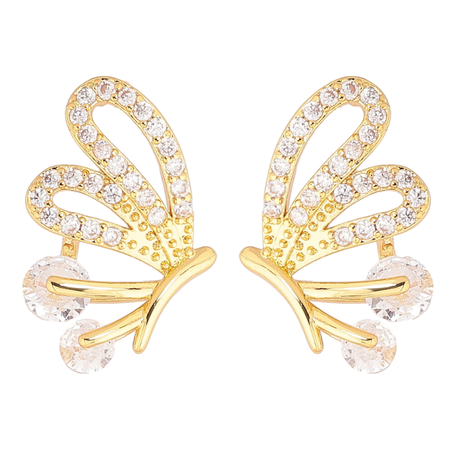 Сережки Xuping Позолота 14K пусети «Метелики з кристалами» фото №1