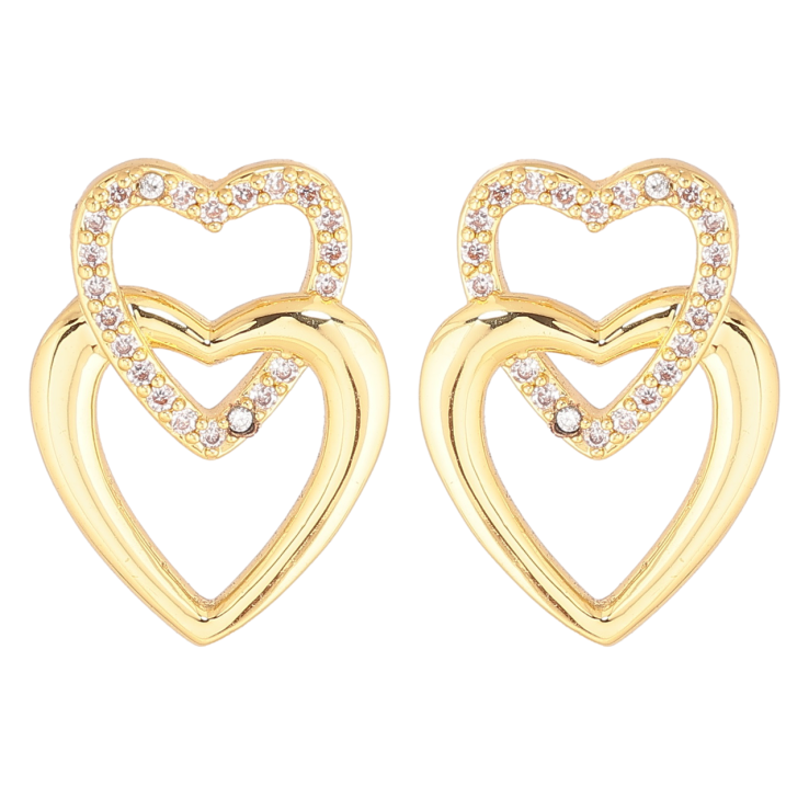 Сережки Xuping Позолота 14K пусети «Сердечка з кристалами» фото №25