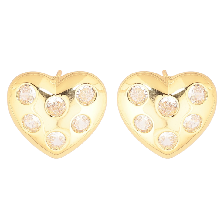 Сережки Xuping Позолота 14K пусети «Сердечка з кристалами» фото №12
