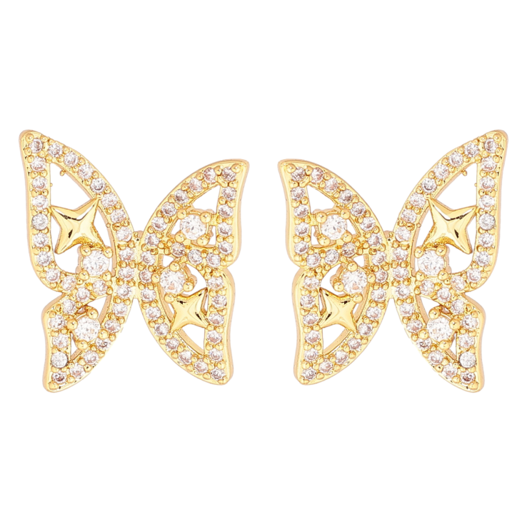 Сережки Xuping Позолота 14K пусети «Метелики з кристалами» фото №15