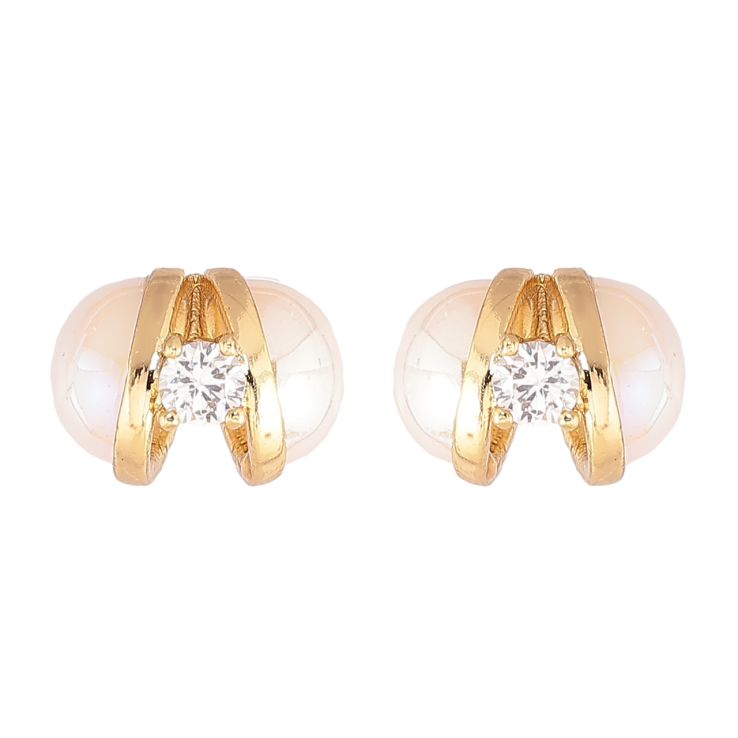 Сережки Xuping Позолота 14K пусети «Половинки перлин з кристалами» фото №6
