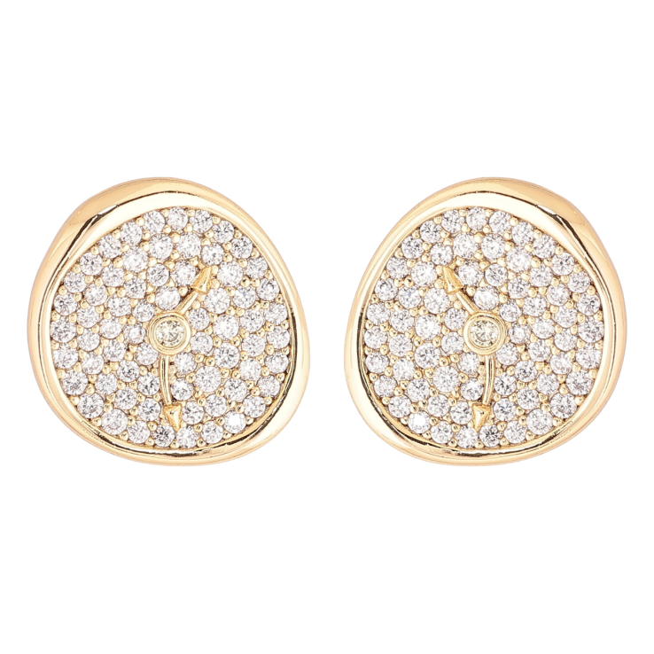 Сережки Xuping Позолота 14K пусети «Годинник з інкрустацією кристалами» фото №6