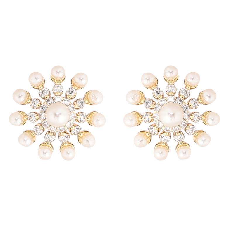 Серьги Xuping Позолота 14K пусеты Жемчужные снежинки фото №1 Серьги Xuping Позолота 14K пусеты Жемчужные снежинки фото №1