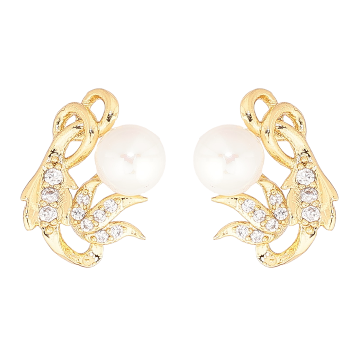 Сережки Xuping Позолота 14K пусети «Візерунок з кристалами та перлинами» фото №15