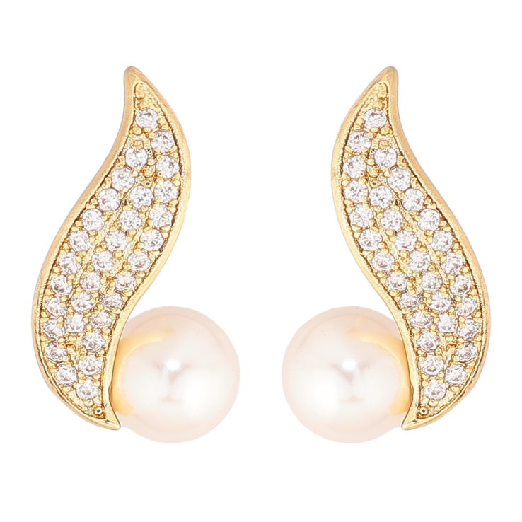 Сережки Xuping Позолота 14K пусети «Візерунок з кристалами та перлинами» фото №10 Сережки Xuping Позолота 14K пусети «Візерунок з кристалами та перлинами» фото №10