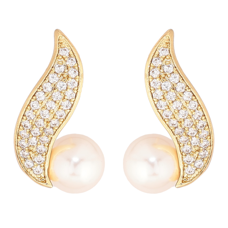 Сережки Xuping Позолота 14K пусети «Візерунок з кристалами та перлинами» фото №5 Сережки Xuping Позолота 14K пусети «Візерунок з кристалами та перлинами» фото №5