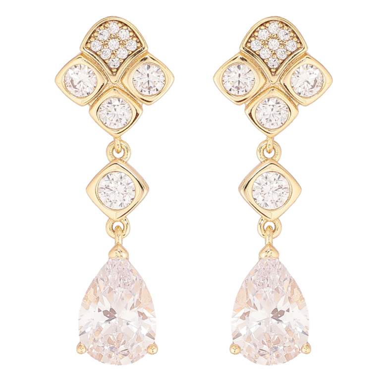Сережки Xuping Позолота 14K пусети «Кристальні підвіски» фото №1