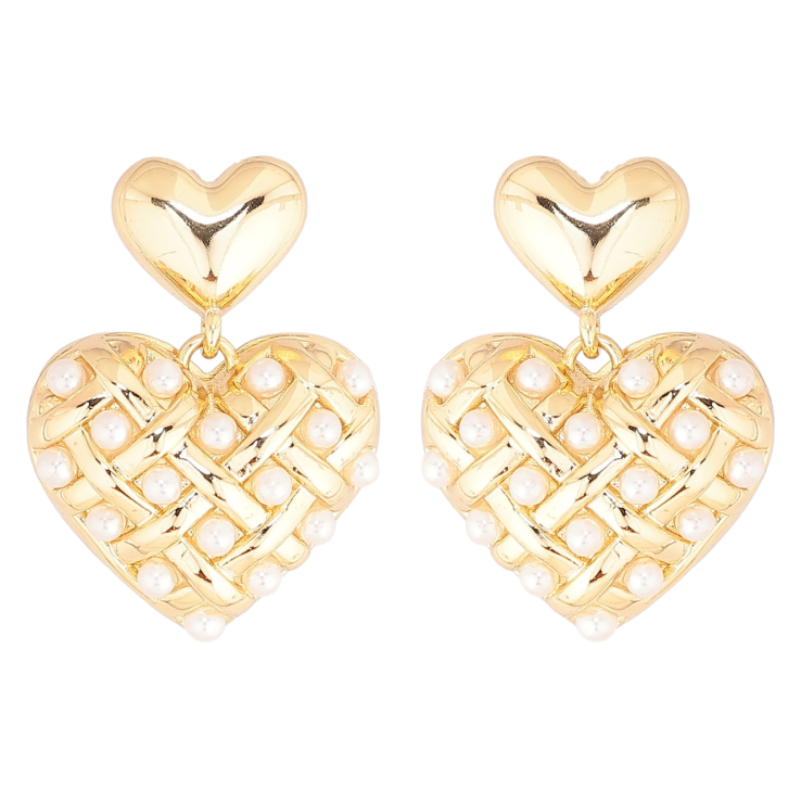 Сережки Xuping Позолота 14K пусети «Сердечка з перлинами» фото №24