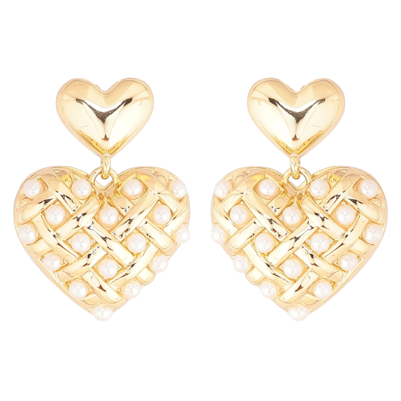 Сережки Xuping Позолота 14K пусети «Сердечка з перлинами» фото №13 Сережки Xuping Позолота 14K пусети «Сердечка з перлинами» фото №13
