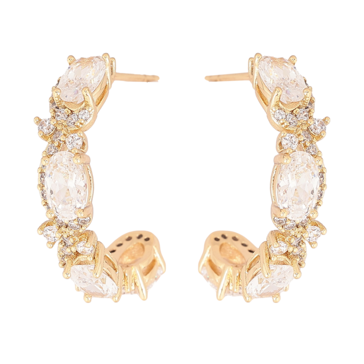 Сережки Xuping Позолота 14K пусети «Дуги з кристалами» фото №20