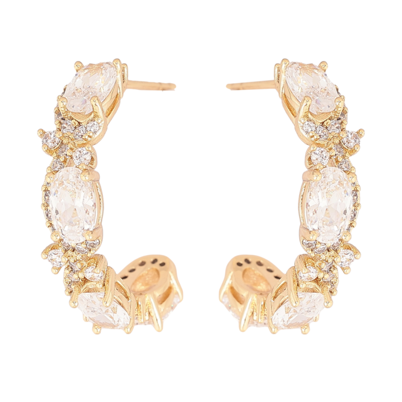 Сережки Xuping Позолота 14K пусети «Дуги з кристалами» фото №3