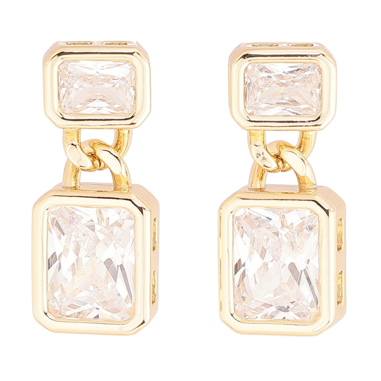 Сережки Xuping Позолота 14K пусети «Кристальні підвіски» фото №2