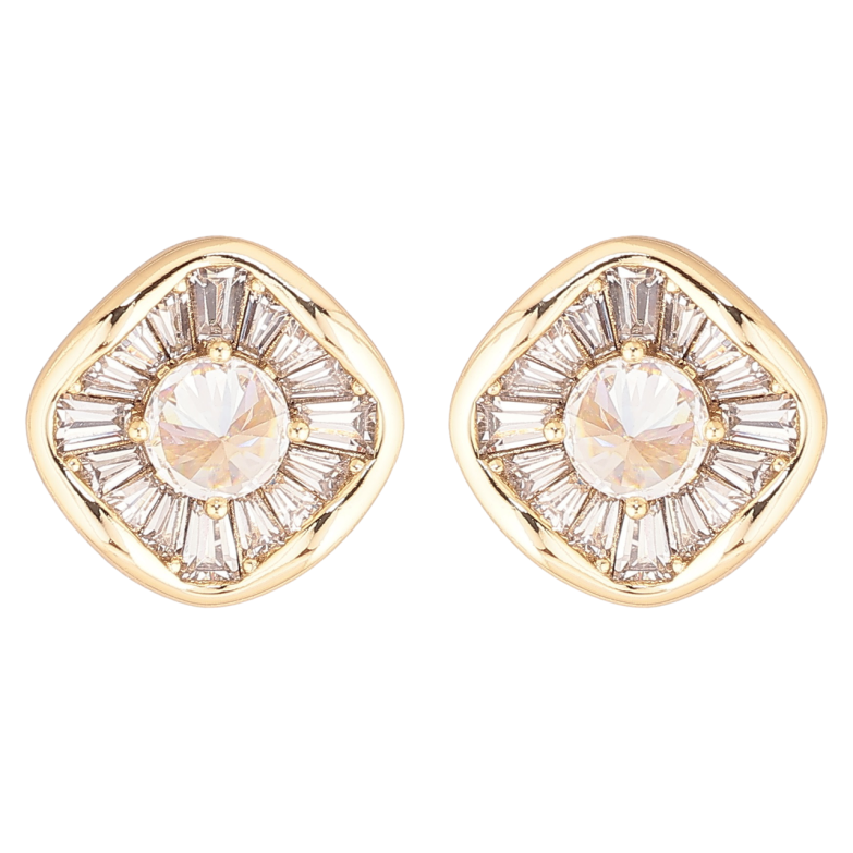 Серьги Xuping Позолота 14K пусеты Ромбы из кристаллов фото №2