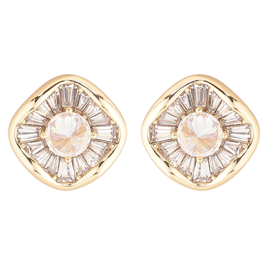 Серьги Xuping Позолота 14K пусеты Ромбы из кристаллов фото №1