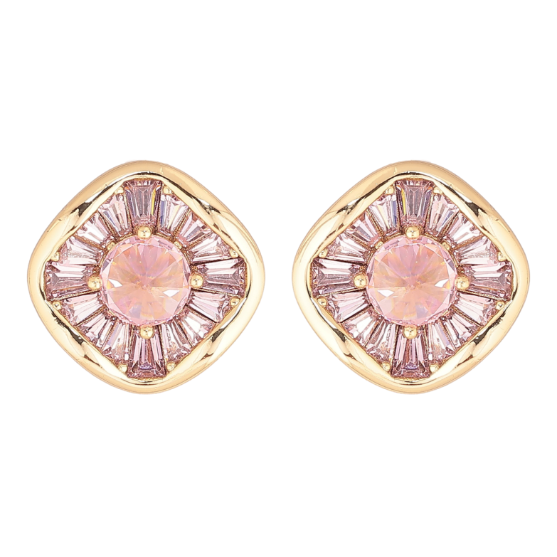 Сережки Xuping Позолота 14K пусети «Ромби з рожевих кристалів» фото №1 Сережки Xuping Позолота 14K пусети «Ромби з рожевих кристалів» фото №1