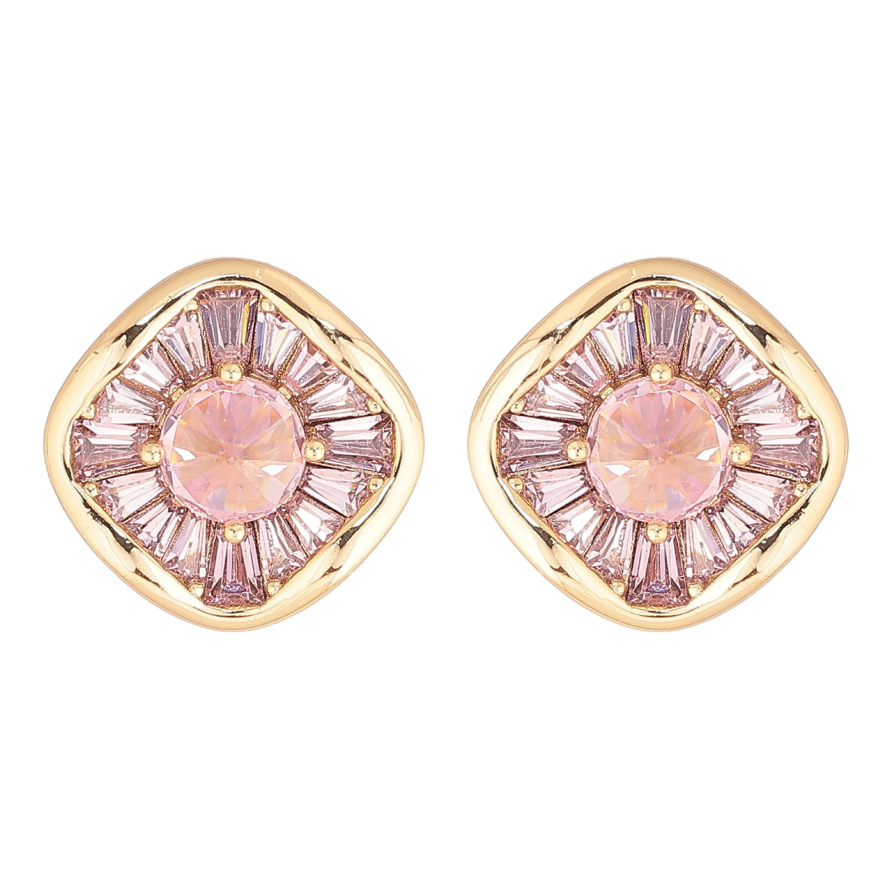 Сережки Xuping Позолота 14K пусети «Ромби з рожевих кристалів» фото №1 Сережки Xuping Позолота 14K пусети «Ромби з рожевих кристалів» фото №1
