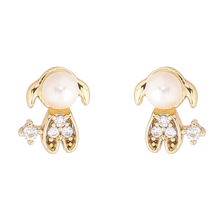 Сережки Xuping Позолота 14K пусети «Перлинні овечки» фото №3 Сережки Xuping Позолота 14K пусети «Перлинні овечки» фото №3