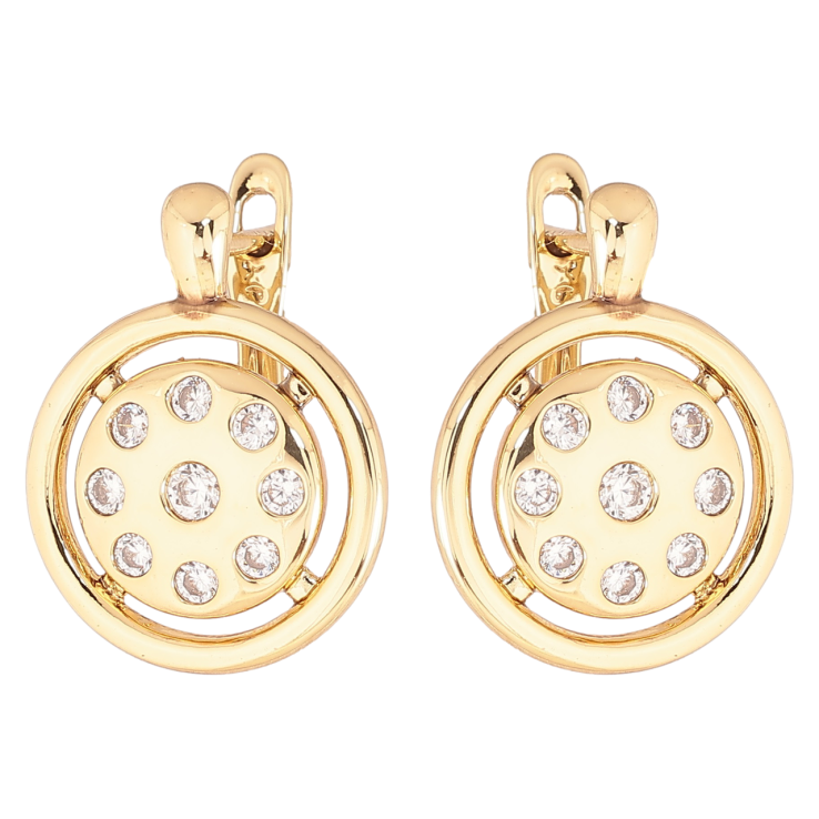 Сережки Xuping Позолота 14K англійський замок «Кола з вставками кристалів» фото №11 Сережки Xuping Позолота 14K англійський замок «Кола з вставками кристалів» фото №11
