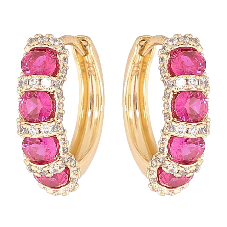 Сережки Xuping Позолота 14K колечка «Інкрустація з рожевими кристалами» фото №1 Сережки Xuping Позолота 14K колечка «Інкрустація з рожевими кристалами» фото №1