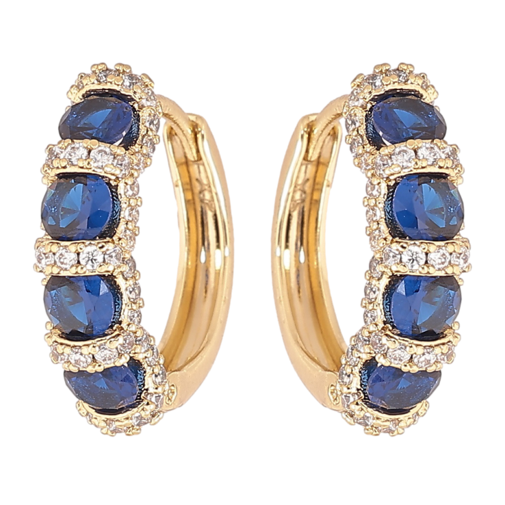 Сережки Xuping Позолота 14K колечка «Інкрустація з синіми кристалами» фото №15 Сережки Xuping Позолота 14K колечка «Інкрустація з синіми кристалами» фото №15
