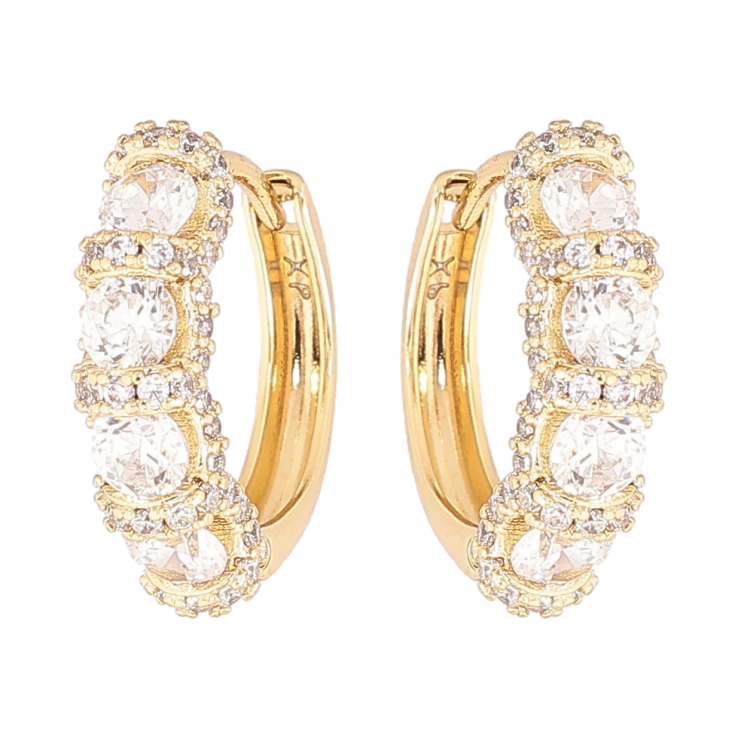 Сережки Xuping Позолота 14K колечка «Інкрустація кристалами» фото №12 Сережки Xuping Позолота 14K колечка «Інкрустація кристалами» фото №12