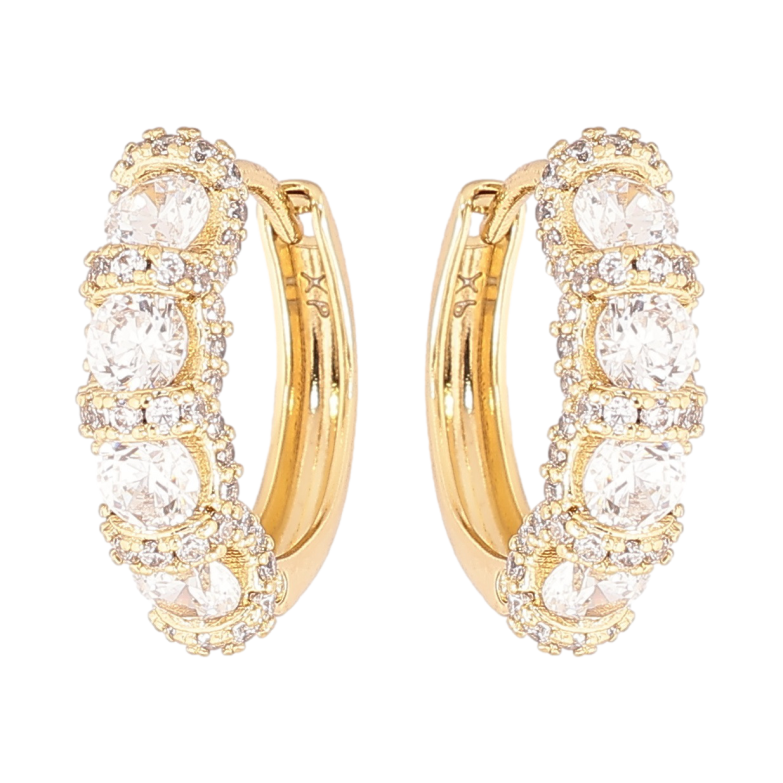 Серьги Xuping Позолота 14K колечки Инкрустация кристаллами фото №1 Серьги Xuping Позолота 14K колечки Инкрустация кристаллами фото №1