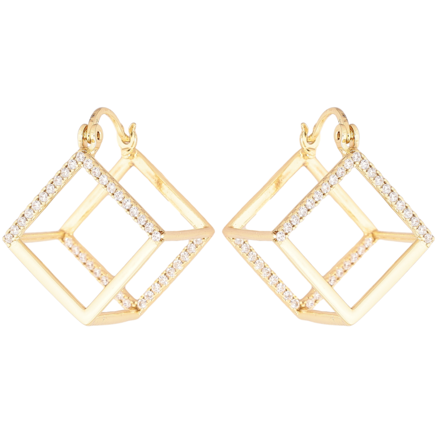 Серьги Xuping Позолота 14K замок-булавка Куб фото №1 Серьги Xuping Позолота 14K замок-булавка Куб фото №1