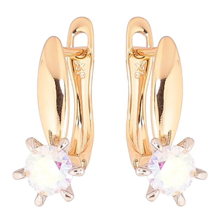 Серьги Xuping Позолота 18K + Родий английский замок Радужные кристаллы на дужках фото №15 Серьги Xuping Позолота 18K + Родий английский замок Радужные кристаллы на дужках фото №15