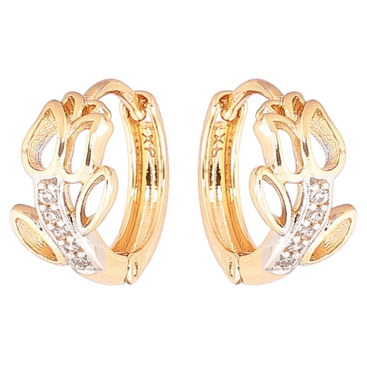 Серьги Xuping Позолота 18K + Родий колечки Цветочный узор с кристаллами фото №10 Серьги Xuping Позолота 18K + Родий колечки Цветочный узор с кристаллами фото №10