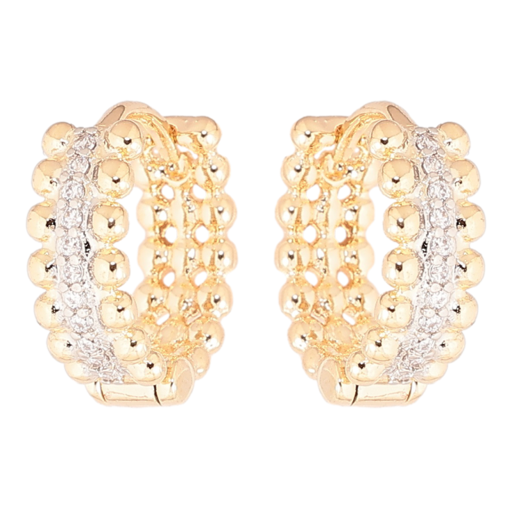 Серьги Xuping Позолота 18K + Родий колечки Узор с кристаллами фото №14 Серьги Xuping Позолота 18K + Родий колечки Узор с кристаллами фото №14