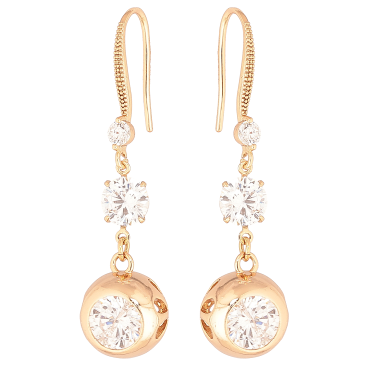 Серьги Xuping Позолота 18K французский замок Шарики с кристаллами фото №3 Серьги Xuping Позолота 18K французский замок Шарики с кристаллами фото №3