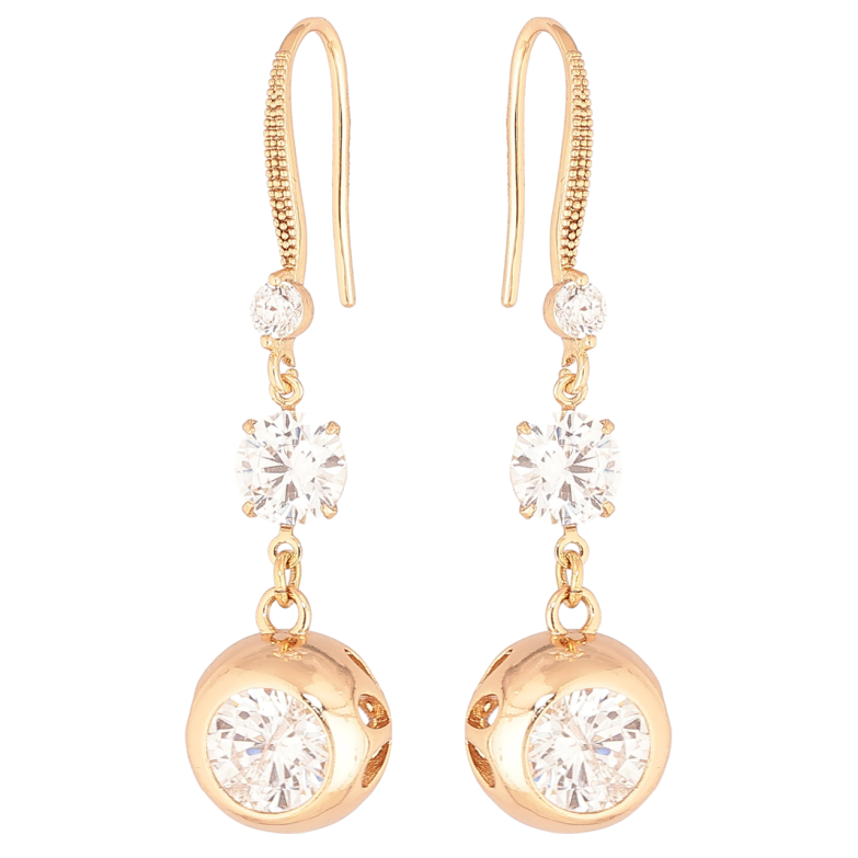 Серьги Xuping Позолота 18K французский замок Шарики с кристаллами фото №2 Серьги Xuping Позолота 18K французский замок Шарики с кристаллами фото №2