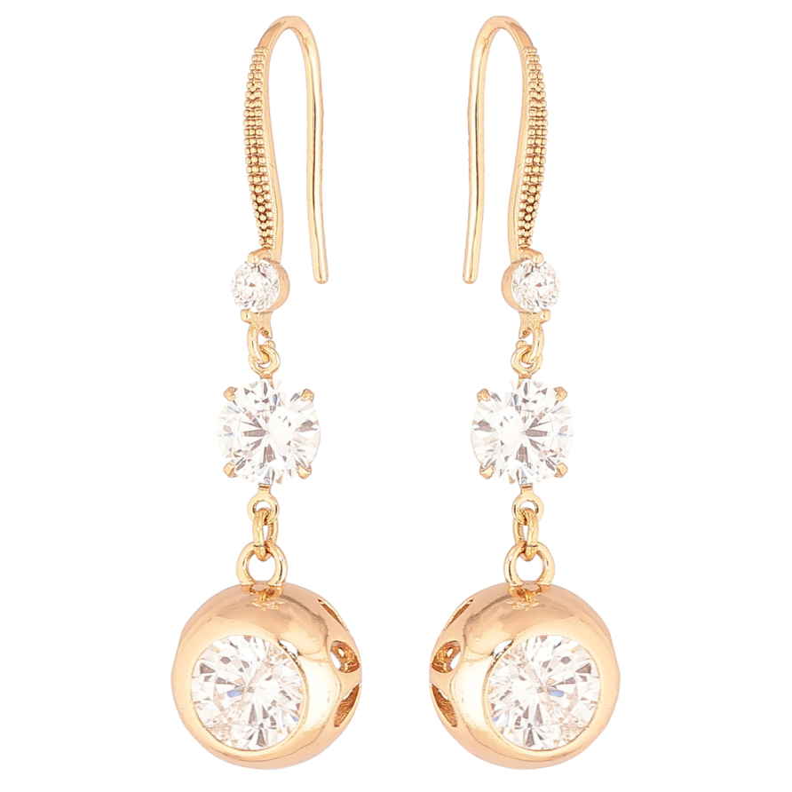 Серьги Xuping Позолота 18K французский замок Шарики с кристаллами фото №1 Серьги Xuping Позолота 18K французский замок Шарики с кристаллами фото №1