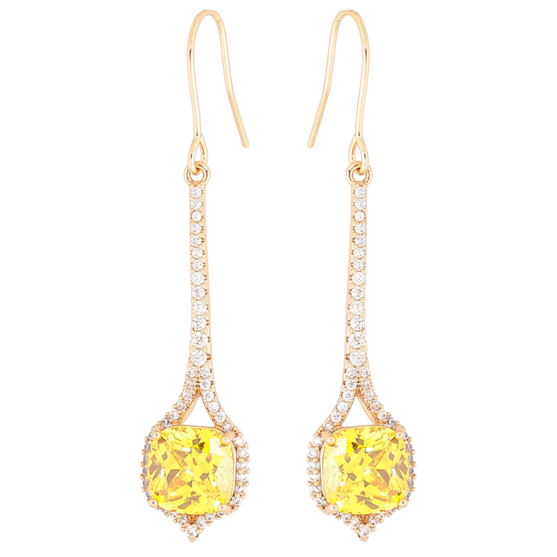Серьги Xuping Позолота 18K французский замок Подвески с желтыми кристаллами фото №15