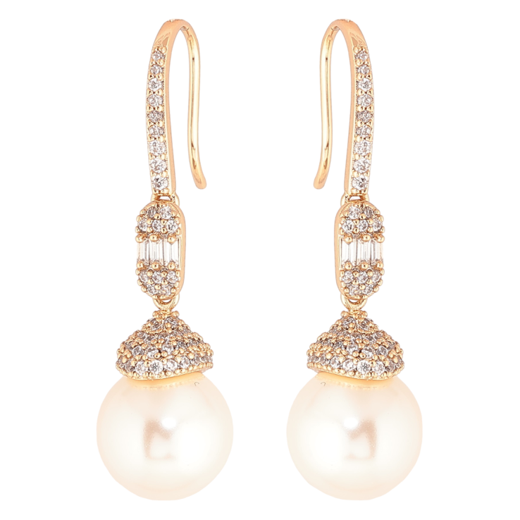 Серьги Xuping Позолота 18K французский замок Жемчужные подвески с инкрустацией кристаллами фото №14 Серьги Xuping Позолота 18K французский замок Жемчужные подвески с инкрустацией кристаллами фото №14