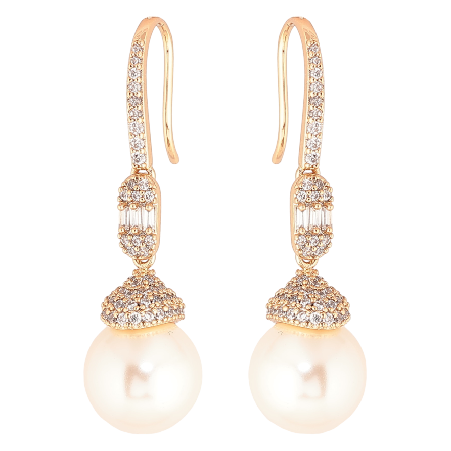 Серьги Xuping Позолота 18K французский замок Жемчужные подвески с инкрустацией кристаллами фото №1