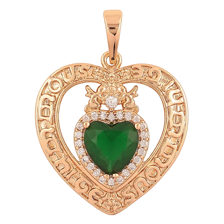 Кулон Xuping Позолота 18K «Серце з зеленим кристалом» для ланцюжка до 6мм фото №5