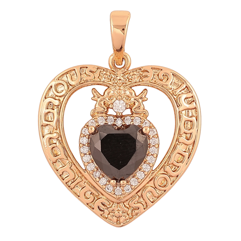 Кулон Xuping Позолота 18K Сердце с черным кристаллом для цепочки до 6мм фото №1 Кулон Xuping Позолота 18K Сердце с черным кристаллом для цепочки до 6мм фото №1
