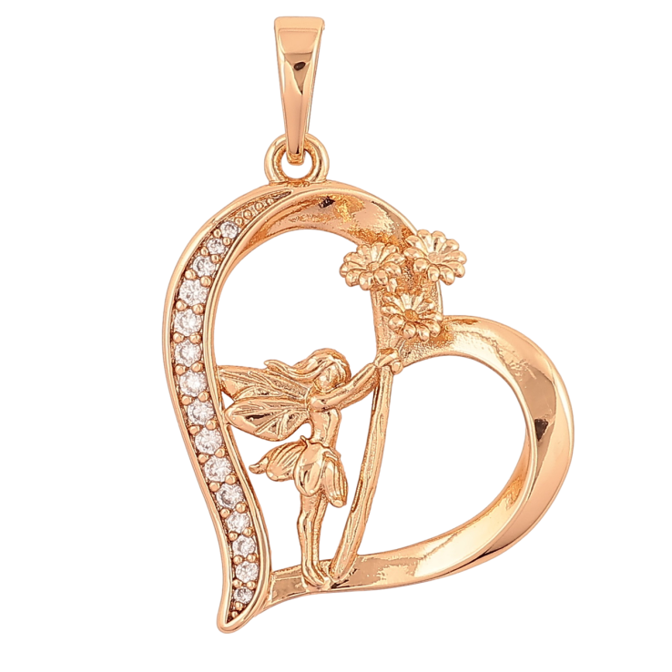 Кулон Xuping Позолота 18K «Сердечко з феєю» для ланцюжка до 6мм фото №7