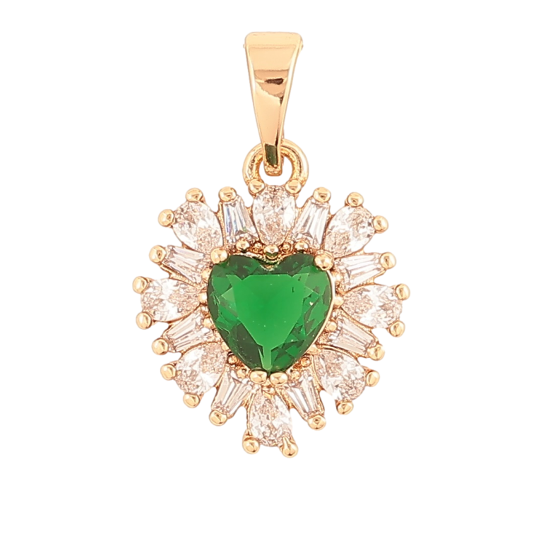 Кулон Xuping Позолота 18K Кристальное сердце с зеленым кристаллом для цепочки до 5мм фото №4